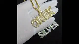 Hip Hop Custom Small Bubble Letter Stitching Pendant Copper Inlaid Zircon DIY Necklace Men Jewelry