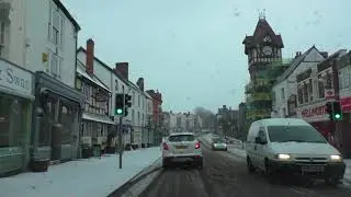Driving In Snow On The Homend & High Street, Ledbury, Herefordshire, England 1st March 2018