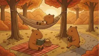 Lofi Capybara Lounge 🐾 | Cozy Fall Ambience & Relaxing Study Beats (LIVE)