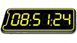 iPhone X & XS OLED digital 12h clock Yellow 2436 x 1125