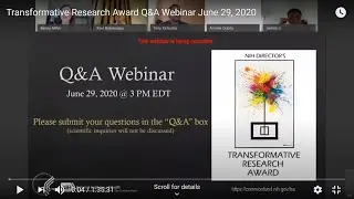 Transformative Research Award Q&A Webinar June 29, 2020