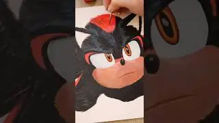 Let's Paint Shadow the Hedgehog 🍿 Adorable Popcorn Scene #shorts #painting #shadow #sonic3 #fyp