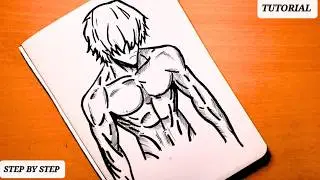 how to draw male anatomy anime// how to draw male body for beginners