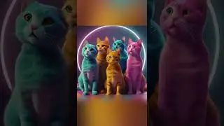 Crazy Colorful Cats Playing