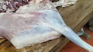 Fastest mutton cutting & processing skill, Village mutton market, Mutton cutting skill.