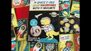 T-Rex in Space Valentine&rsquo;s Day Kids Exchange Cards with 16 Magnets Review by kids