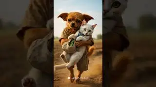 A poor dog hepl the poor cat❤