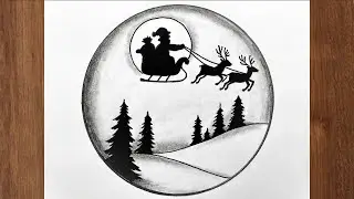 Christmas Scenery Drawing ||Very Simple and Easy Pencil Drawing for Beginners #scenery #drawing 