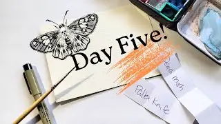 My Favorite yet!!! Fifth painting of 31 Death moth and Pallet Knife Background