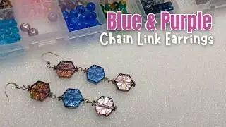 Making a Pair of Purple & Blue Hexagon Bead Drop Earrings