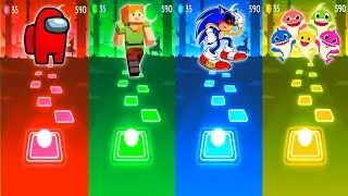 Among Us vs Minecraft vs Sonic Exe vs Baby Shark - Tiles Hop EDM Rush