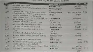 Black Book 400-500 OWS Vocabulary Revision | Complete Revision in One Video | SSC CGL, CHSL, Banking
