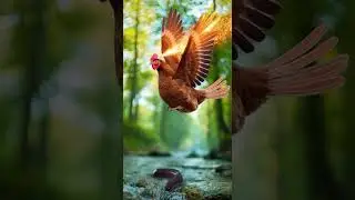 Hen transformed into a phoenix with electric wings blazing bright #mythical #fantasy #transformation