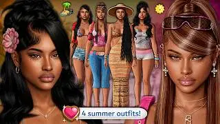 4 SUMMER OUTFITS + SIM DOWNLOAD ☀️🏝️ + CC Folder | Sims 4 CAS Lookbook