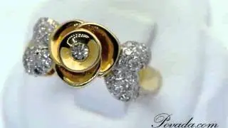 Diamond Right Hand Flower Ring in Two Tone Gold [MB1513]