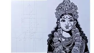 How to draw radha rani face | Beautiful Line Art Drawing