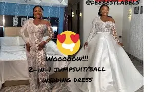 The most excited and energetic bride ever// 2-in-1 jumpsuit/ball wedding dress by @deebestlabels
