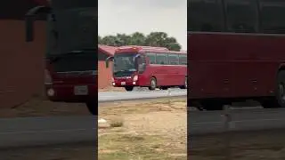 A RED BUS DRIVER ON THE ROAD #redbus #busvideo #trucking #busdriver #automobile #road #heavytruck