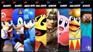 Mario and Sonic and Mega Man and Pac - Man VS Simon and Kirby and King Dedede and Steve Smash Bros