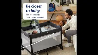 Детский манеж Graco On The Go Zip DLX Pack &lsquo;n Play Playard, складной манеж с люлькой, портативная...