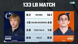 133lbs Illinois' Lucas Byrd vs. Penn State's Braeden Davis | Big Ten Wrestling