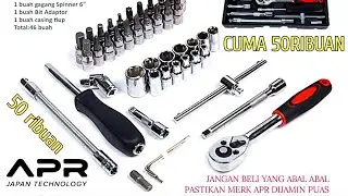 kunci socket terbaik APR JAPAN kunci sok murah berkualitas kunci shock terkuat terlengkap 46pcs