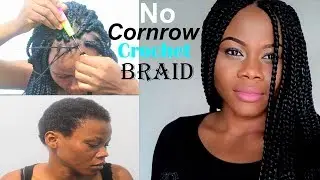 no cornrow crochet braids in 7 minutes| crochet box braids on a short 4c hair|how to crochet braid