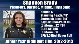 2012 - 2013 Shannon Brady Junior Year Volleyball Highlight Film Recruiting Tape