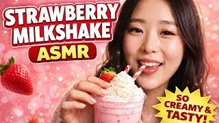 Creamy Strawberry Milkshake ASMR 🍓 | Thick, Relaxing Blending & Sipping Sounds