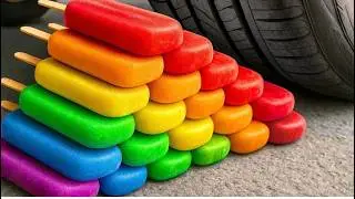  Funny Crushing Experiment Giant Rainbow Net Ice Cream vs Car! Crushing Soft & Crunchy! 