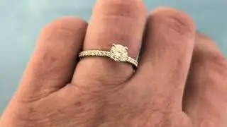 Round Lab Created Diamond Ring, Pave Half Eternity Wedding White Gold Ring