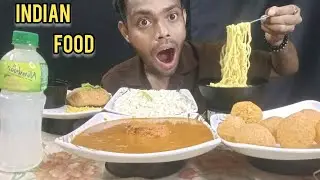 ASMR Eating Veg Chaap, Basmati Rice, Soupy Maggi, Panipuri & Kachori | Mukbang | No Talking