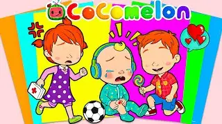 【Paper DIY】Decorate Sticker Book Cocomelon with JJ Hurt & Friends Care For Him | Sticker Book DIY