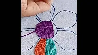 2 Colurs Romanian Flower Embroidery !!! Romanian Stitch Flower Hand Embroidery #embroidery