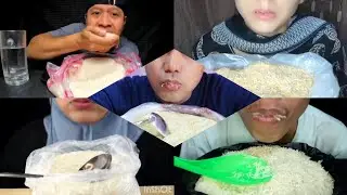 ASMR RAW RICE EATING || compilation video eating basmati makan baras paper 