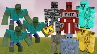 Mob Battle Zombie Army vs Golem Army ll Mutant beast Battle ll #minecraft #mobbattle