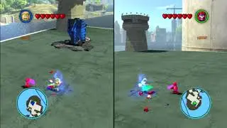 mini Loki vs. mini Magneto on the Raft in Lego Marvel Superheroes