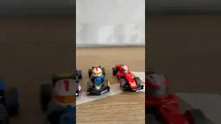 Scotch tape + LEGO F1 cars = the ultimate DIY racetrack! 🏁