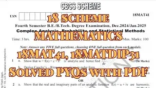 Mathematics, Solved PYQ's, 18 scheme, all streams, 18MAT41, 18MATDIP31, With pdf.