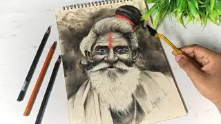 Sadhu Charcoal Portrait Drawing Tutorial 😍