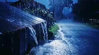 Aesthetic Night Rain ASMR in Remote Countryside, Stormy Rain Near a Small Hut and Empty Road 106