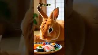A rabbit is enjoying sushi food #shorts #funny #shortvideo
