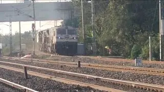 7 in 1 train Desal V's Electric Locomotive prafat crossing to Panposh station Indian railway