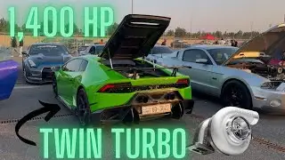 1,400 HP LAMBORGHINI ROLL RACES AT KMT |ROLL RACES TX2K STYLE|