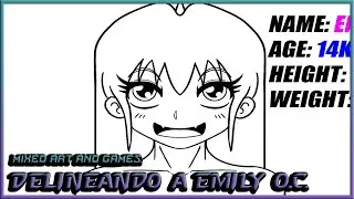 LINE WORK BLACK AND WHITE ORIGINAL CHARACTER EMILY