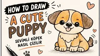 How to draw cute dog - kolay sevimli k&ouml;pek &ccedil;izimi ve boyaması #drawing#&ccedil;izim - cute dog easy drawing