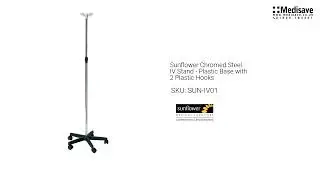 Sunflower Chromed Steel IV Stand Plastic Base with 2 Plastic Hooks SUN IV01