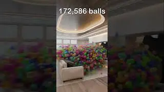 172,586 balls flood living room #satisfying