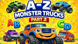 A to Z Monster Trucks 🚛 &ndash; Part 2 | Learn ABC with Cute 3D Trucks for #Kids | Fun #Vehicles!