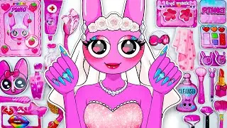 💖Paper DIY💖 Sprunki Pinki Bride Glow Up 👰 Skincare + Makeup + Nails Blind Bag Unboxing ASMR